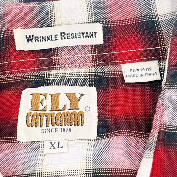 Men's Plaid Print Long Sleeve Pearl Snap Western Shirt Size XL - Picture 5 of 13